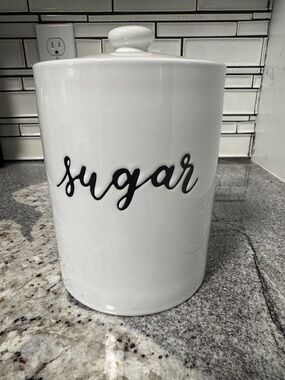Threshold Stoneware Classic White Sugar Canister with Black Script